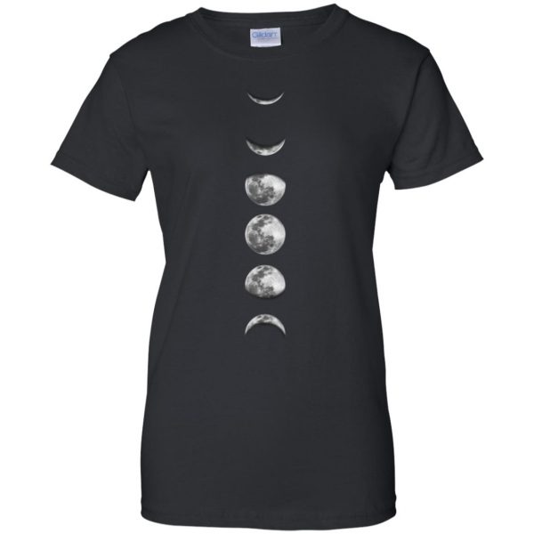 phases of the moon womens t shirt - lady t shirt - black