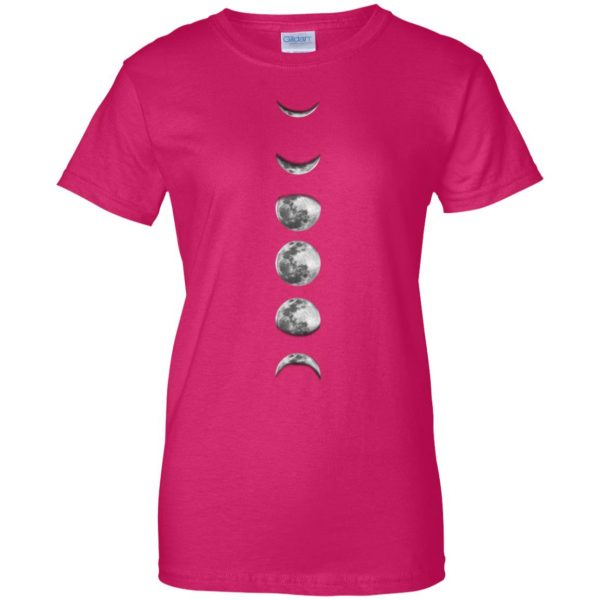 phases of the moon womens t shirt - lady t shirt - pink heliconia