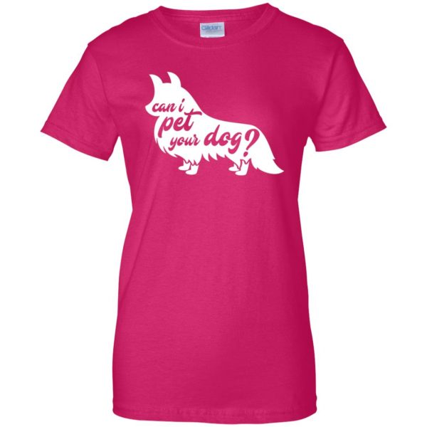 can i pet your dog womens t shirt - lady t shirt - pink heliconia