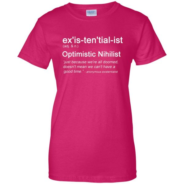 existential womens t shirt - lady t shirt - pink heliconia