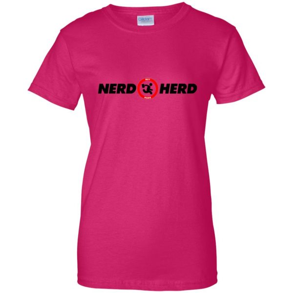 nerd herd womens t shirt - lady t shirt - pink heliconia