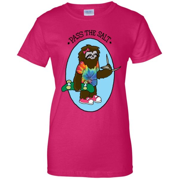 stoner sloth womens t shirt - lady t shirt - pink heliconia
