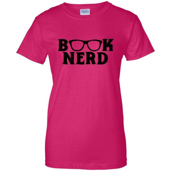 book nerd womens t shirt - lady t shirt - pink heliconia