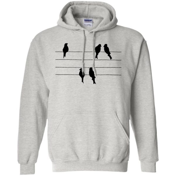 birds on a wire hoodie - ash