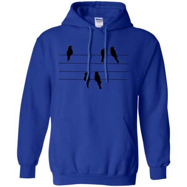 birds on a wire hoodie - royal blue