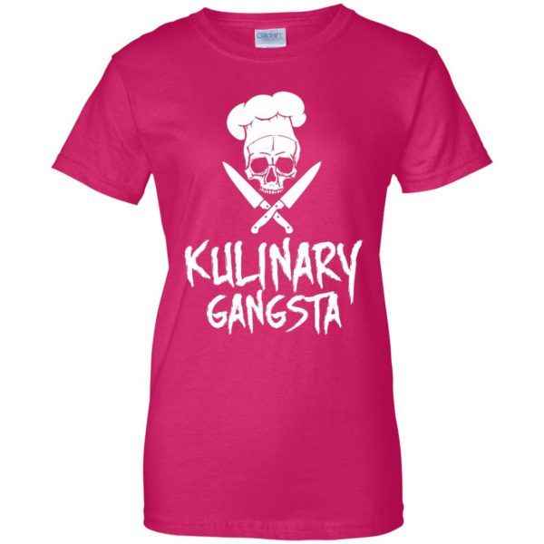 kulinary gangsta womens t shirt - lady t shirt - pink heliconia