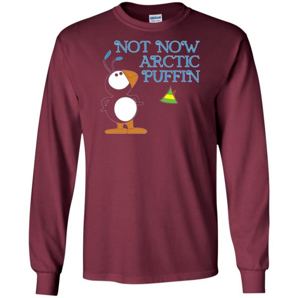 not now arctic puffin long sleeve - maroon