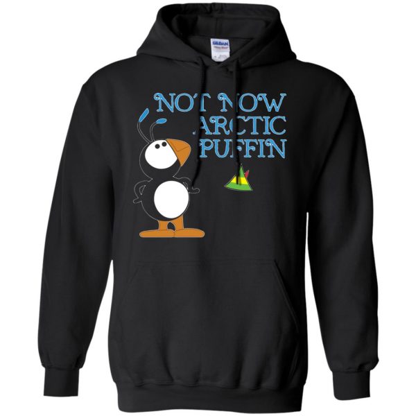 not now arctic puffin hoodie - black