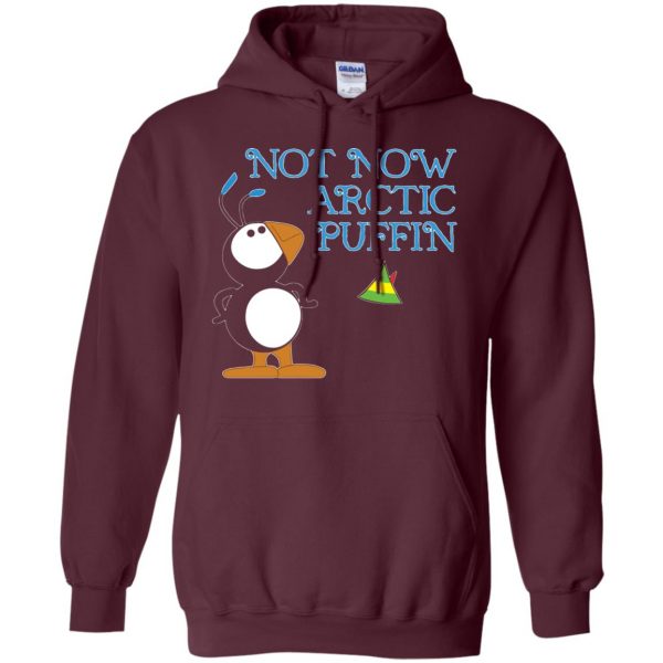 not now arctic puffin hoodie - maroon