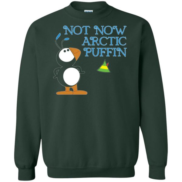 not now arctic puffin sweatshirt - forest green