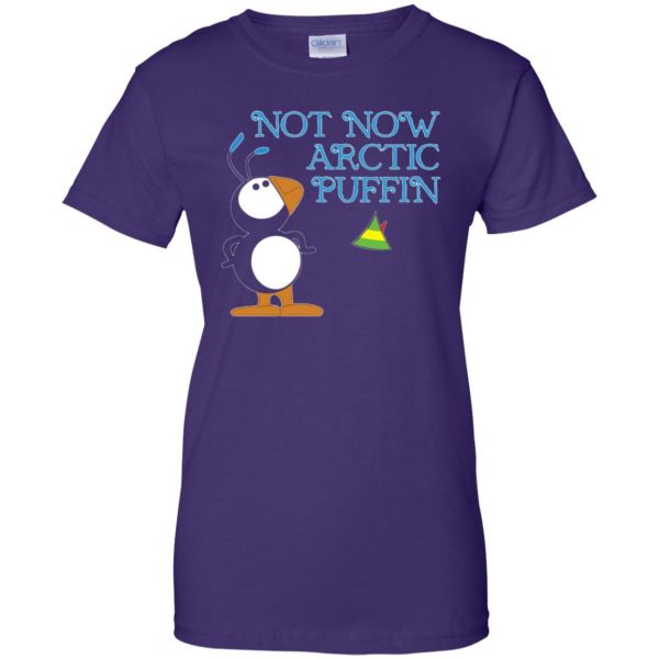 not now arctic puffin womens t shirt - lady t shirt - purple
