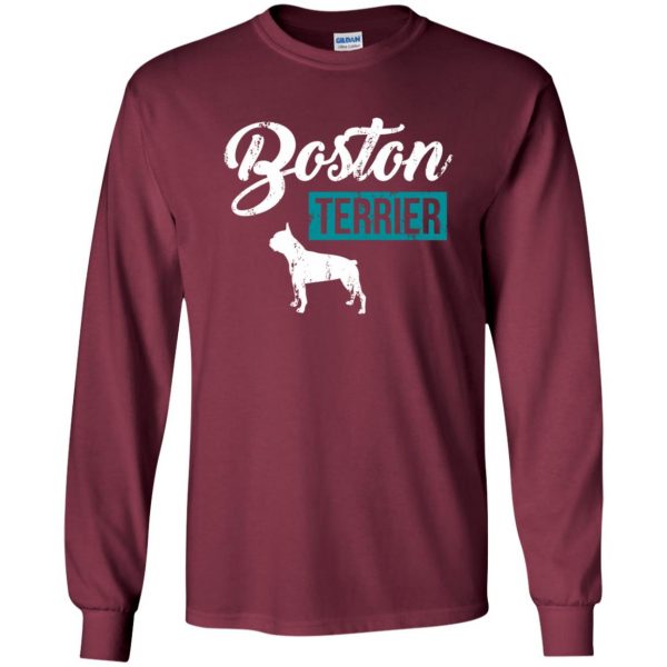 boston terrier long sleeve - maroon