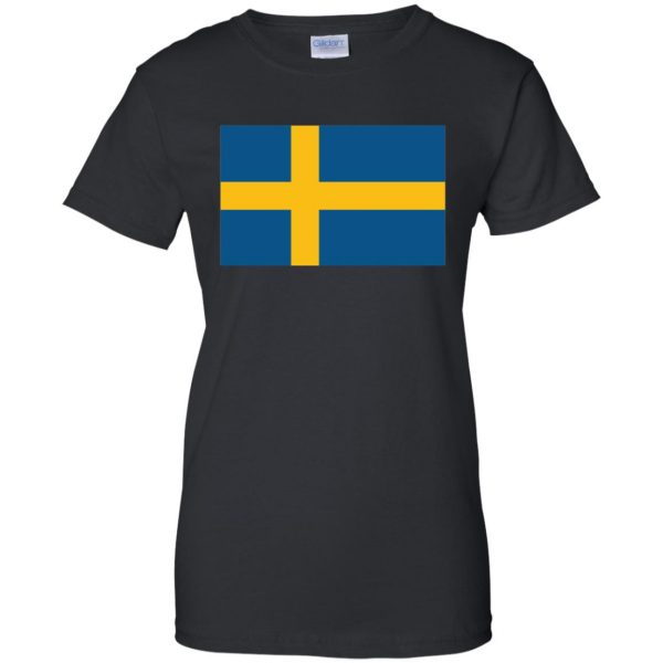swedish flag womens t shirt - lady t shirt - black