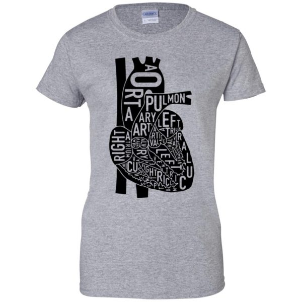 heart anatomy womens t shirt - lady t shirt - sport grey