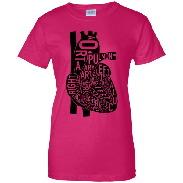 heart anatomy womens t shirt - lady t shirt - pink heliconia