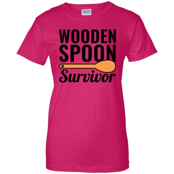 i survived the wooden spoon womens t shirt - lady t shirt - pink heliconia