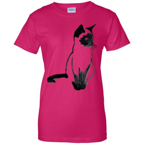 siamese cat womens t shirt - lady t shirt - pink heliconia