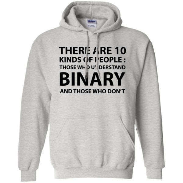 there are 10 types binary hoodie - ash