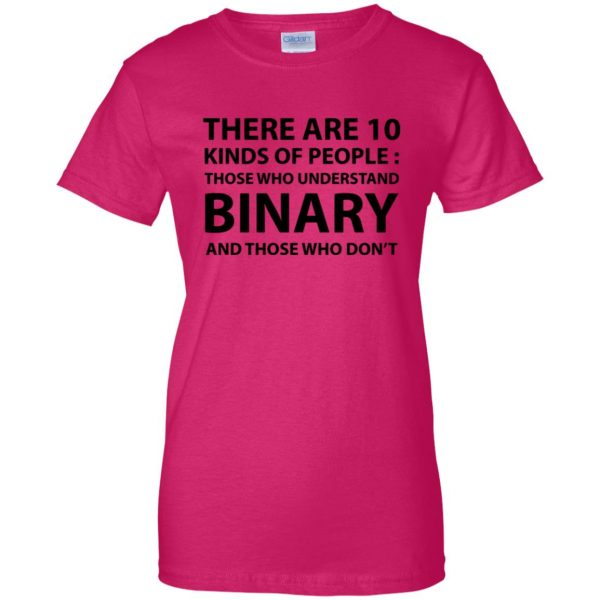 there are 10 types binary womens t shirt - lady t shirt - pink heliconia