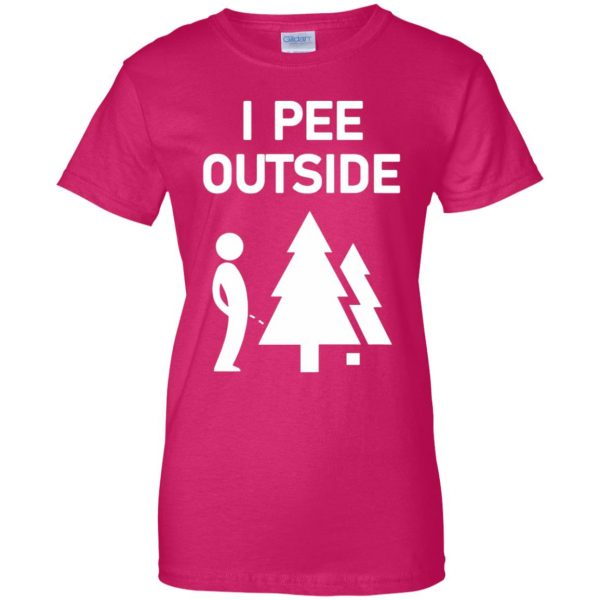 i pee outside womens t shirt - lady t shirt - pink heliconia