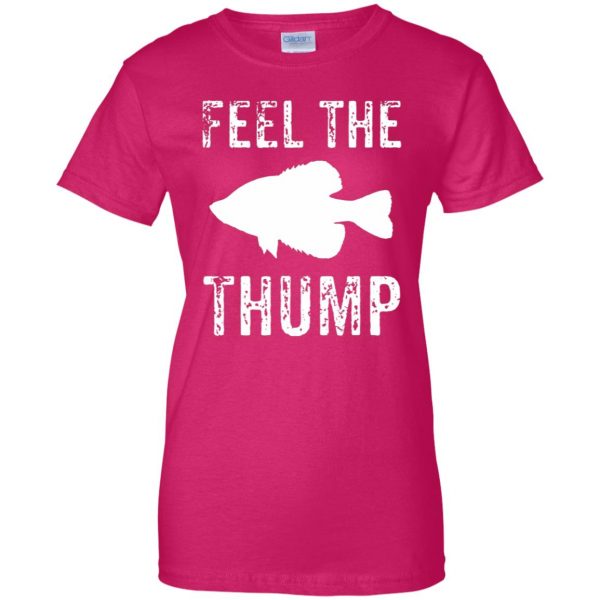 crappie fishing womens t shirt - lady t shirt - pink heliconia