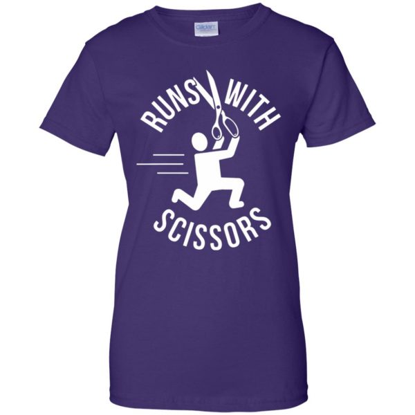 runs with scissors womens t shirt - lady t shirt - purple