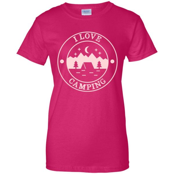 i love camping womens t shirt - lady t shirt - pink heliconia