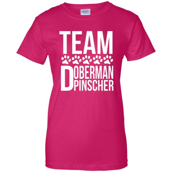 doberman pinscher womens t shirt - lady t shirt - pink heliconia