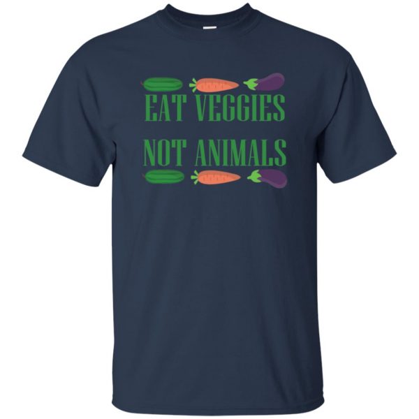 eat veggies not animals t shirt - navy blue