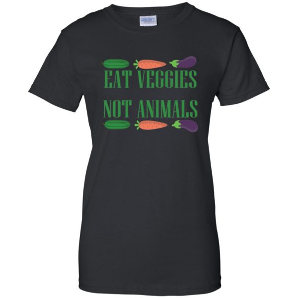 eat veggies not animals womens t shirt - lady t shirt - black