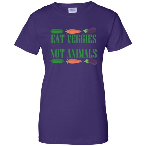 eat veggies not animals womens t shirt - lady t shirt - purple