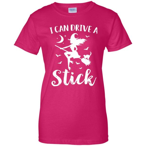 yes i can drive a stick womens t shirt - lady t shirt - pink heliconia