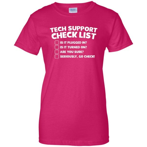 tech support womens t shirt - lady t shirt - pink heliconia