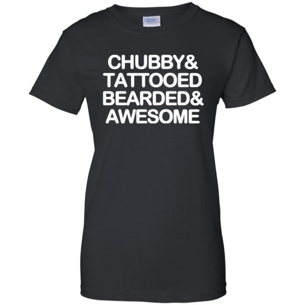 chubby bearded tattooed and awesome womens t shirt - lady t shirt - black