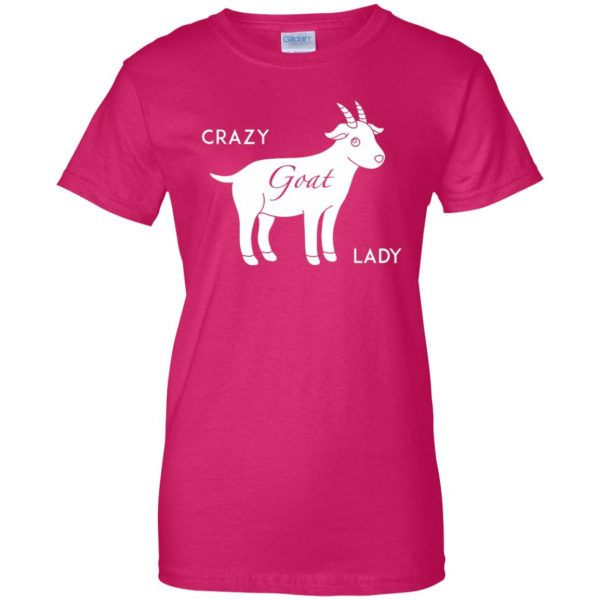 crazy goat lady womens t shirt - lady t shirt - pink heliconia