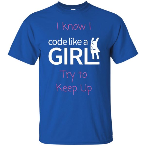 code like a girl t shirt - royal blue