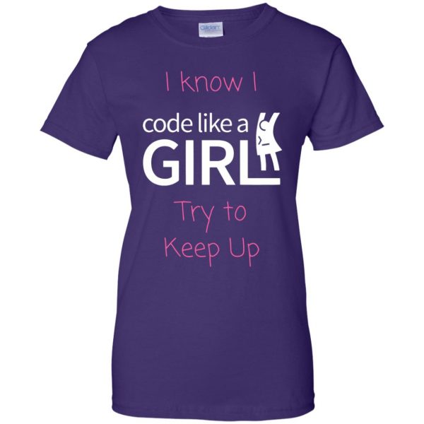 code like a girl womens t shirt - lady t shirt - purple