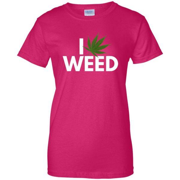 i love weed womens t shirt - lady t shirt - pink heliconia