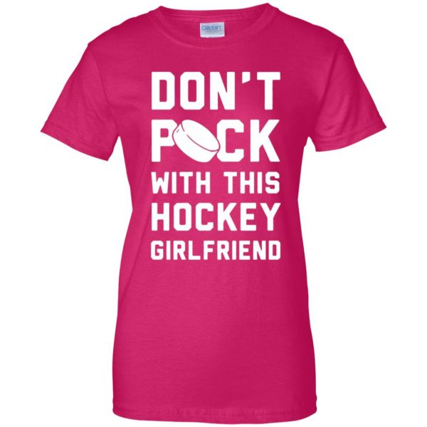 hockey girlfriend womens t shirt - lady t shirt - pink heliconia