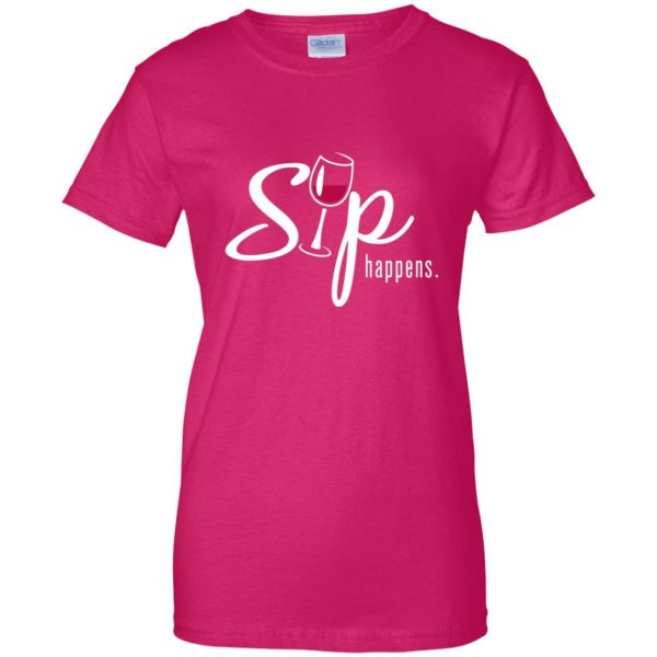 sip happens womens t shirt - lady t shirt - pink heliconia