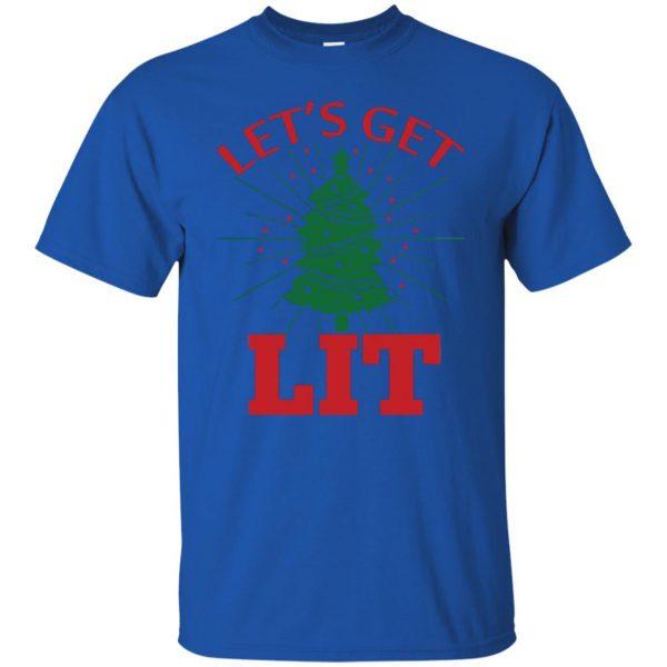 get lit christmas t shirt - royal blue