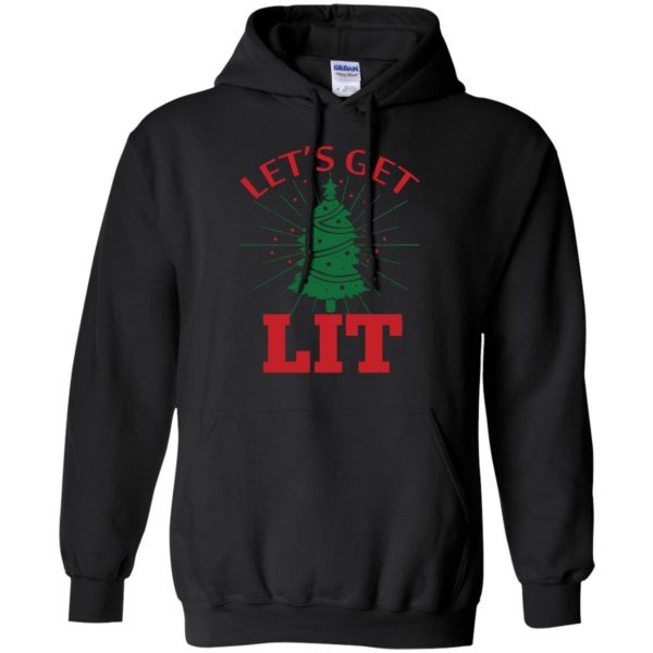 get lit christmas hoodie - black