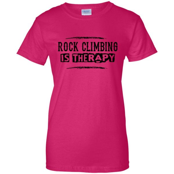 funny rock climbing womens t shirt - lady t shirt - pink heliconia