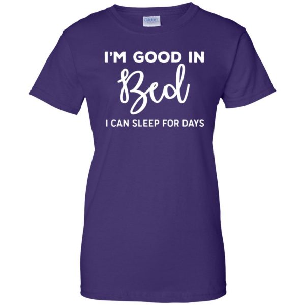 im good in bed womens t shirt - lady t shirt - purple