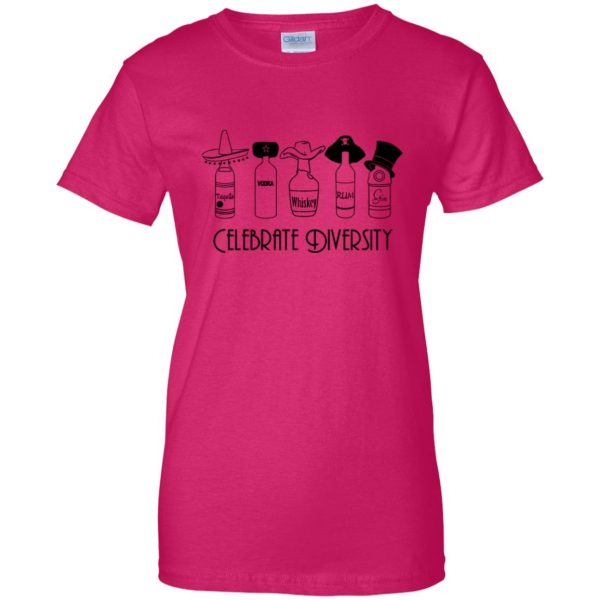 celebrate diversity womens t shirt - lady t shirt - pink heliconia