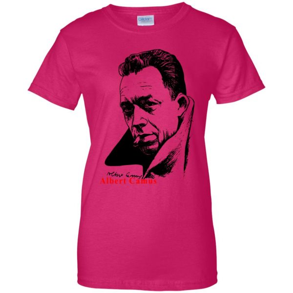 albert camus womens t shirt - lady t shirt - pink heliconia