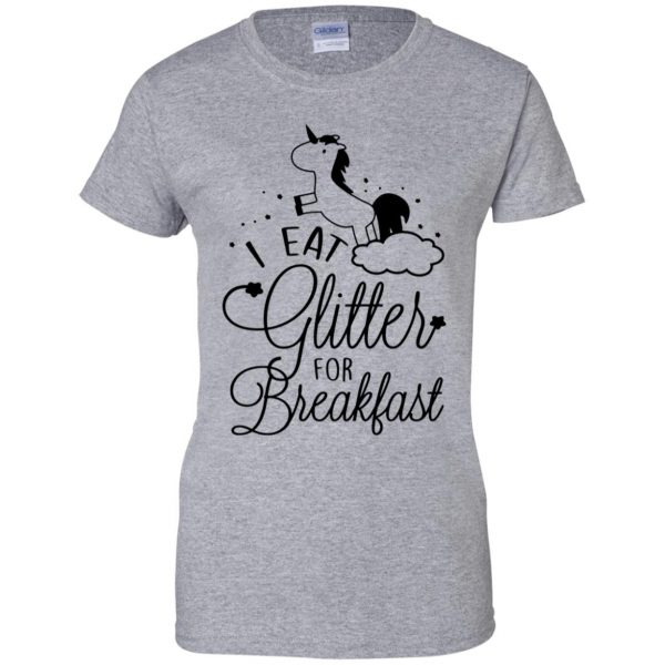 i eat glitter for breakfast womens t shirt - lady t shirt - sport grey