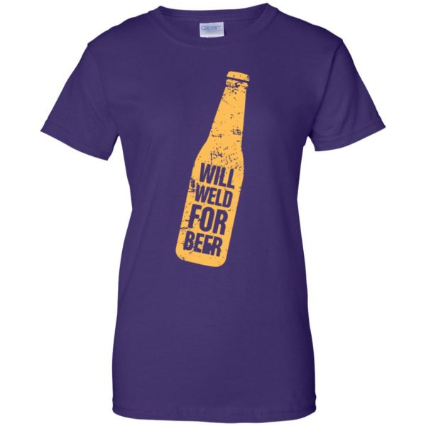 Will Weld For Beer womens t shirt - lady t shirt - purple