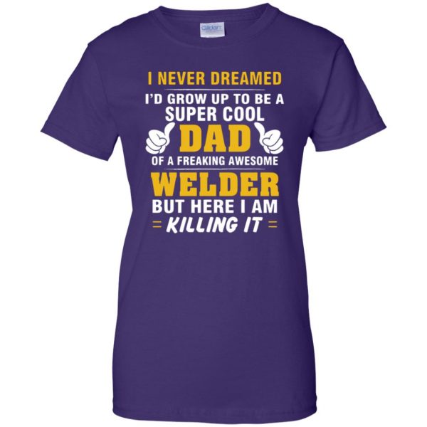 Welder Dad womens t shirt - lady t shirt - purple