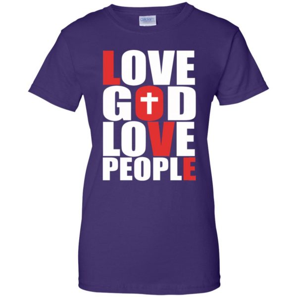love god love people womens t shirt - lady t shirt - purple